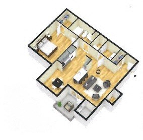 a floor plan of a house with a wooden floor